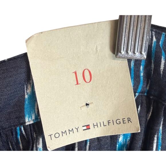 Tommy Hilfiger Skirt Womens Size 10 Blue Ikat Midi A-Line Flowy Side Zip New - Picture 7 of 10